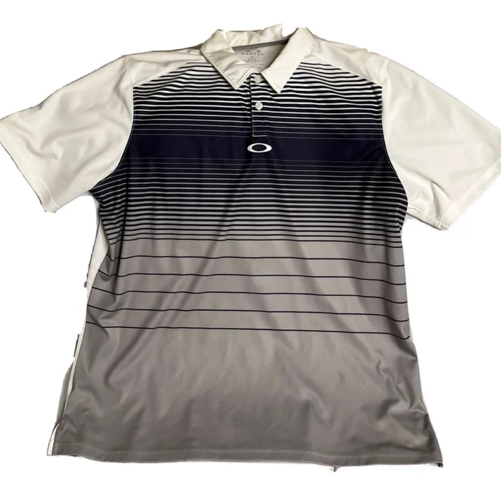 Oakley Men's Polo Shirt XL Performance Poly Golf Hydrolix Black White Stretch